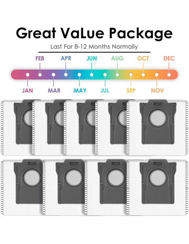 Paquete de 9 Bolsas de Repuesto MIBUMIKI para Aspiradora Dreame