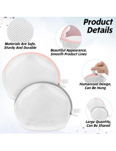 Bolsa de Lavado de Sujetadores Cobee 2 Piezas Malla Rosa y Gris 2