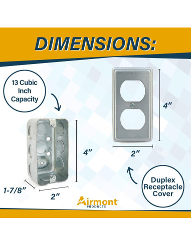 Caja Eléctrica Utilitaria 4x10 cm Airmont con Cubierta Dúplex