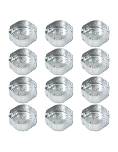 12 Cajas Eléctricas Octagonales Qlvily Galvanizadas 3.81 cm