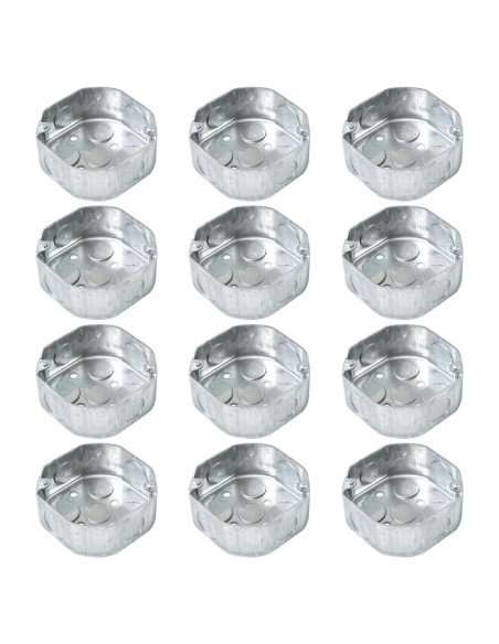 12 Cajas Eléctricas Octagonales Qlvily Galvanizadas 3.81 cm