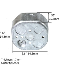 12 Cajas Eléctricas Octagonales Qlvily Galvanizadas 3.81 cm 2