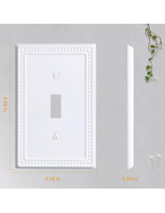 Cubiertas de Interruptor de Luz Kisrvopn Metal 4 Pack Blanco 2