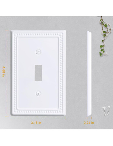 Cubiertas de Interruptor de Luz Kisrvopn Metal 4 Pack Blanco