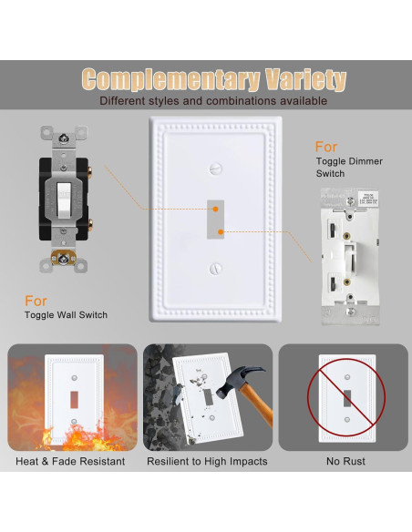 Cubiertas de Interruptor de Luz Kisrvopn Metal 4 Pack Blanco