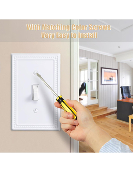 Cubiertas de Interruptor de Luz Kisrvopn Metal 4 Pack Blanco