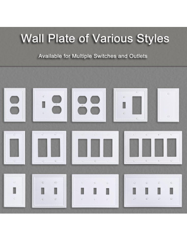 Cubiertas de Interruptor de Luz Kisrvopn Metal 4 Pack Blanco