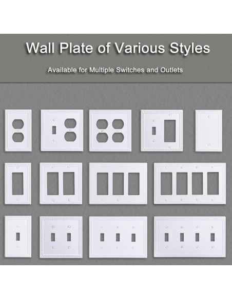 Cubiertas de Interruptor de Luz Kisrvopn Metal 4 Pack Blanco