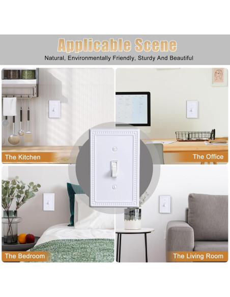 Cubiertas de Interruptor de Luz Kisrvopn Metal 4 Pack Blanco