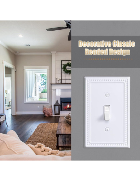 Cubiertas de Interruptor de Luz Kisrvopn Metal 4 Pack Blanco