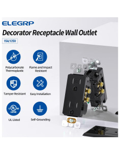 Toma de Corriente de Pared ELEGRP 15A Autoconectante 10 Unidades 2