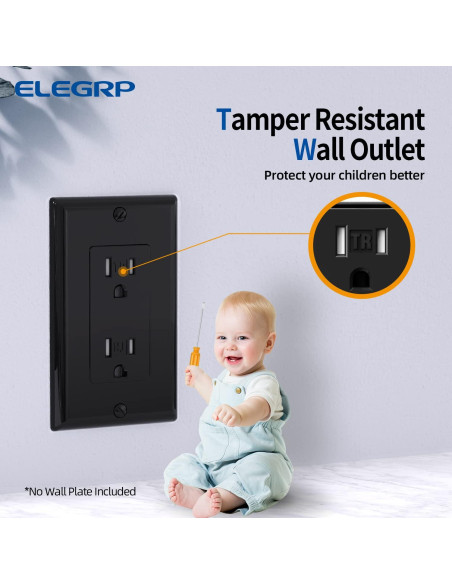 Toma de Corriente de Pared ELEGRP 15A Autoconectante 10 Unidades