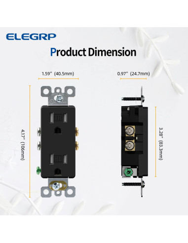 Toma de Corriente de Pared ELEGRP 15A Autoconectante 10 Unidades