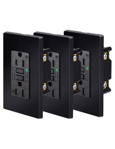 Toma de Corriente GFCI NineLeaf Negra 15A 3PK Resistente