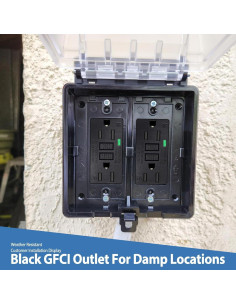 Toma de Corriente GFCI NineLeaf Negra 15A 3PK Resistente 2