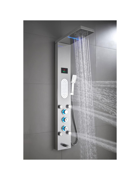 Panel de Ducha LED ELLO&ALLO Acero Inoxidable 132x46 cm