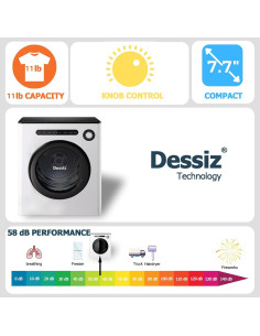 Secadora Compacta Dessiz DTD10-WHITE 11 Libras 950W Silenciosa 2