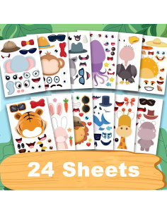 24 Hojas Stickers Animales T-Antrix para Niños 21x15 cm 2
