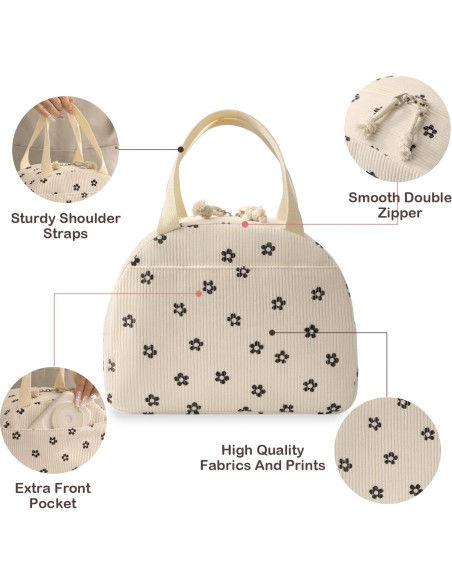 Bolsa de Almuerzo Aislada Baglemon Corduroy Negra 8.7L