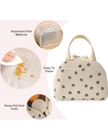 Bolsa de Almuerzo Aislada Baglemon Corduroy Negra 8.7L