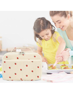 Bolsa de Almuerzo Aislada Bluboon Corduroy Fresa Beige 5L 2