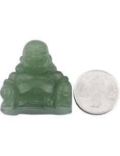 Estatua de Buda Feliz Mookaitedecor Verde 36mm Cristal Decoración 2