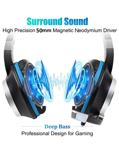 Auriculares Gaming Red Horse BUTFULAKE 3.5mm Azul