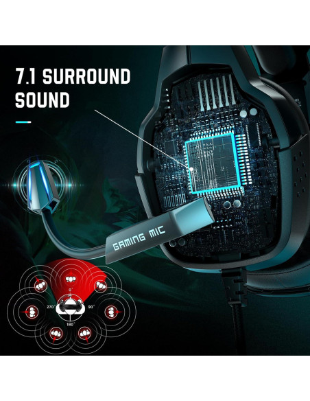 Auriculares Gaming Foyose XW2 USB Sonido Surround 7.1