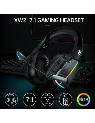 Auriculares Gaming Foyose XW2 USB Sonido Surround 7.1