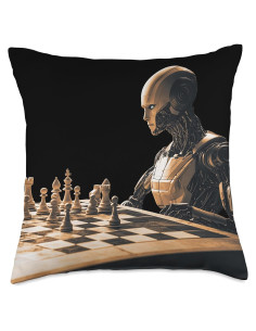 Cojín Ajedrez Robot AI 45x45 cm Entusiasta Futurista