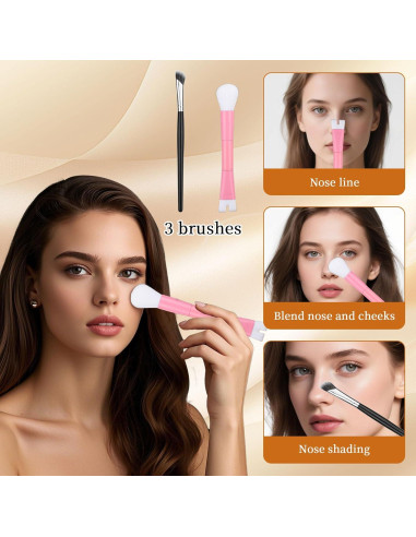 Juego de 2 brochas contorno nariz BOXOB 13 cm esponjadas