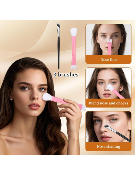 Juego de 2 brochas contorno nariz BOXOB 13 cm esponjadas Juego de 2 brochas contorno nariz BOXOB 13 cm esponjadas