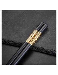 Youda Palillos de Metal Reutilizables Dragón 5 Pares 24.5 cm