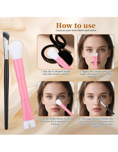 Juego de 2 brochas contorno nariz BOXOB 13 cm esponjadas