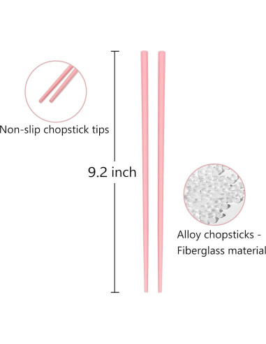 5 Pares de Palillos Reutilizables YOLCAR 23,37 cm Antideslizantes