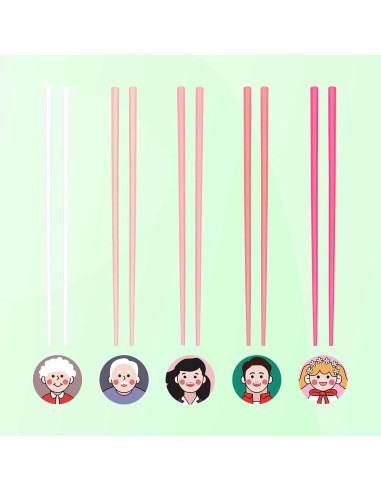 5 Pares de Palillos Reutilizables YOLCAR 23,37 cm Antideslizantes