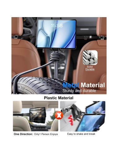 Soporte para Tablet de Reposacabezas Kolasels 4-13" Negro