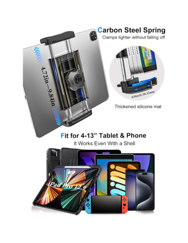 Soporte para Tablet de Reposacabezas Kolasels 4-13" Negro
