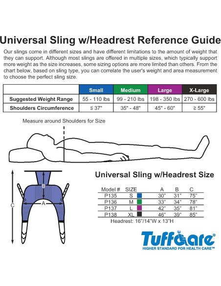 Eslinga de Paciente Universal Tuffcare Mediana con Respaldo