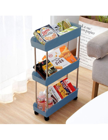 Estante Móvil Slim 3 Niveles Melody House Azul Marino