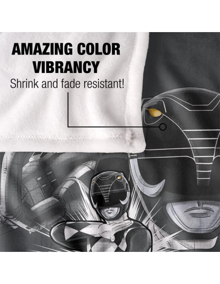 Manta Power Rangers Ranger Negro 91x147 cm Microfibra Suave