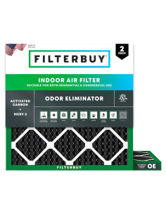 Filtro de aire Filterbuy 10x10x1 MERV 8 con carbón activado