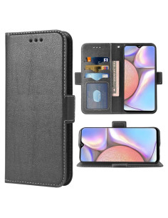Funda Flip Wallet Samsung Galaxy A10S Cuero PU Negro con Soporte