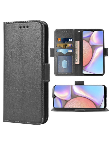 Funda Flip Wallet Samsung Galaxy A10S Cuero PU Negro con Soporte