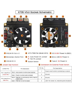 Geekworm X735 V3.0 Placa de Expansión para Raspberry Pi 5/4B/3B+ 2