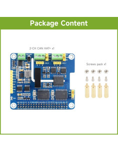 HAT de Expansión CAN Aislado Waveshare 2 Canales para Raspberry Pi 2