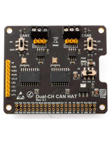 HAT de Expansión CAN Dual-CH xicoolee para Raspberry Pi