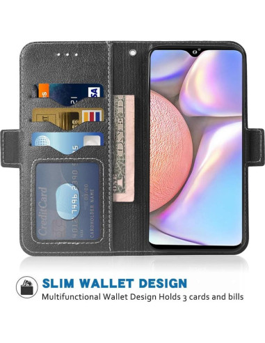 Funda Flip Wallet Samsung Galaxy A10S Cuero PU Negro con Soporte