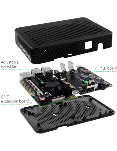 Caja DeskPi Lite GeeekPi para Raspberry Pi 4B con Ventilador