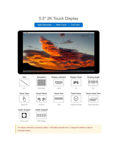 Pantalla LCD táctil 5.5" 2K Waveshare para Raspberry Pi 2